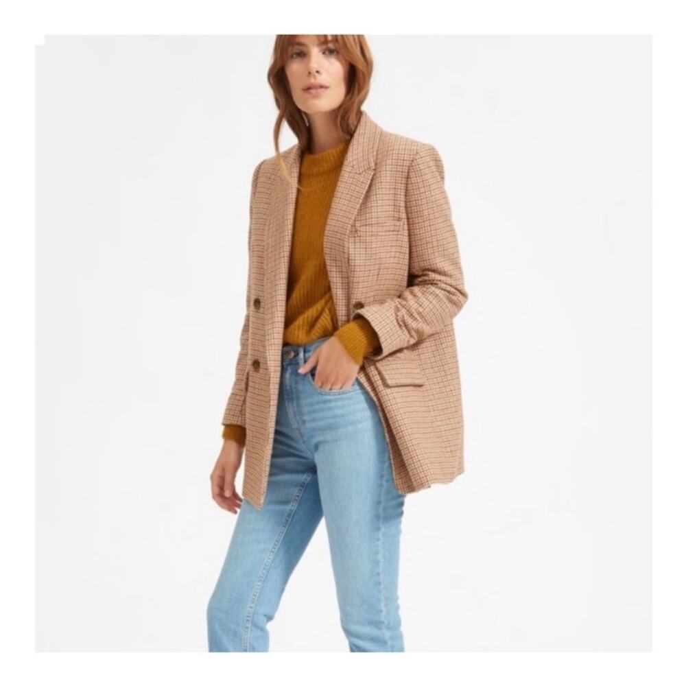 Everlane Oversized Double-Breasted Blazer in Terra Cotta Houndstooth Size 0